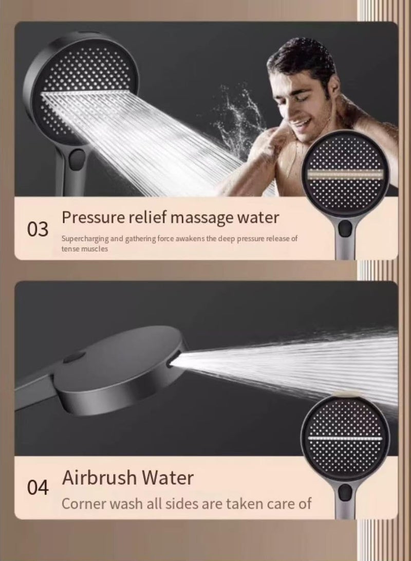 GT-Wheel High Pressure Shower Head with 4 Modes Turbocharged Handheld Shower Head with 15cm Wide Panel Air Injection Tech Easy Clean Silicone Nozzles Water Saving & Power Wash Spray - Image 4