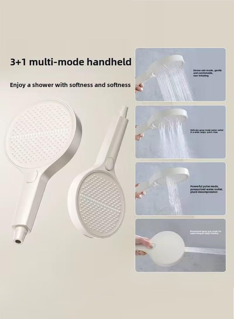 GT-Wheel High Pressure Shower Head with 4 Modes Turbocharged Handheld Shower Head with 15cm Wide Panel Air Injection Tech Easy Clean Silicone Nozzles Water Saving & Power Wash Spray - Image 3