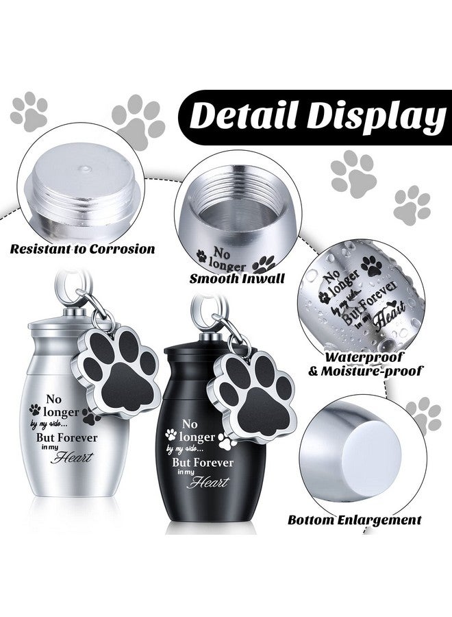 Batiyeer Batiyeer 4 Pcs Pet Urns Keychain for Dogs Ashes Keepsake Stainless Steel Small Pet Cremation Keepsake for Dogs Cats Ashes with Black Velvet Storage Bags, Puppy Cremation Jewelry Paw Charm - Image 3