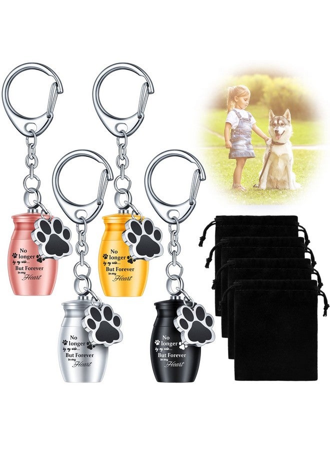 Batiyeer Batiyeer 4 Pcs Pet Urns Keychain for Dogs Ashes Keepsake Stainless Steel Small Pet Cremation Keepsake for Dogs Cats Ashes with Black Velvet Storage Bags, Puppy Cremation Jewelry Paw Charm - Image 1