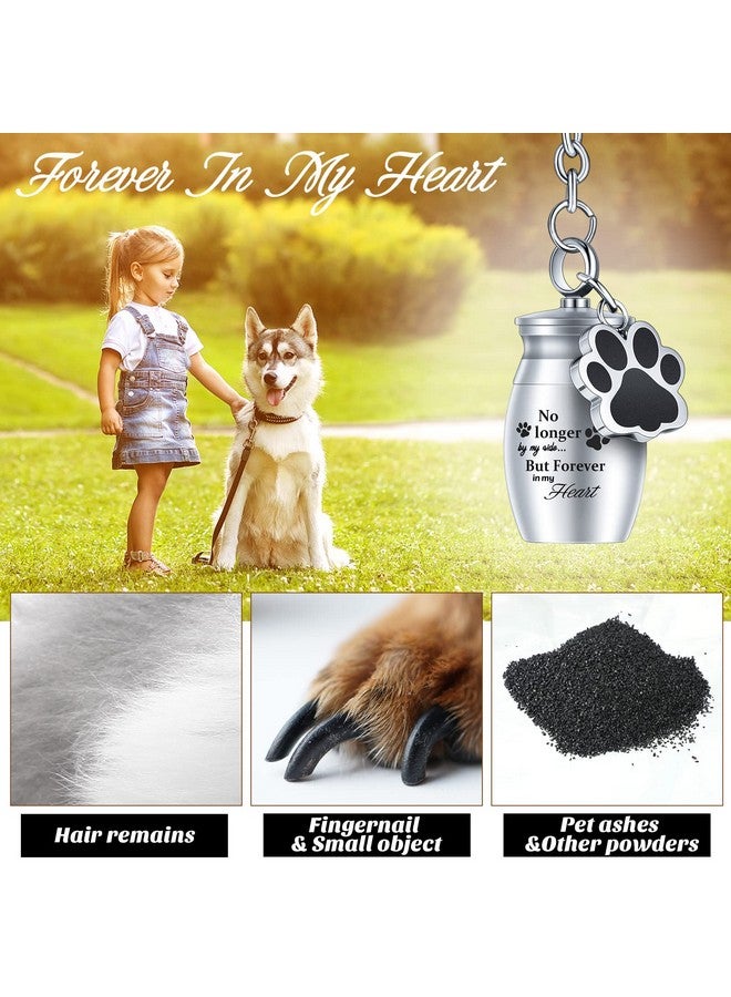 Batiyeer Batiyeer 4 Pcs Pet Urns Keychain for Dogs Ashes Keepsake Stainless Steel Small Pet Cremation Keepsake for Dogs Cats Ashes with Black Velvet Storage Bags, Puppy Cremation Jewelry Paw Charm - Image 5