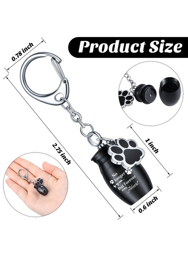 Batiyeer Batiyeer 4 Pcs Pet Urns Keychain for Dogs Ashes Keepsake Stainless Steel Small Pet Cremation Keepsake for Dogs Cats Ashes with Black Velvet Storage Bags, Puppy Cremation Jewelry Paw Charm - Image 2