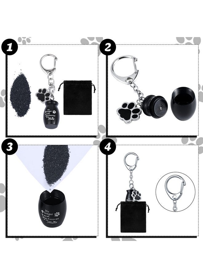 Batiyeer Batiyeer 4 Pcs Pet Urns Keychain for Dogs Ashes Keepsake Stainless Steel Small Pet Cremation Keepsake for Dogs Cats Ashes with Black Velvet Storage Bags, Puppy Cremation Jewelry Paw Charm - Image 4