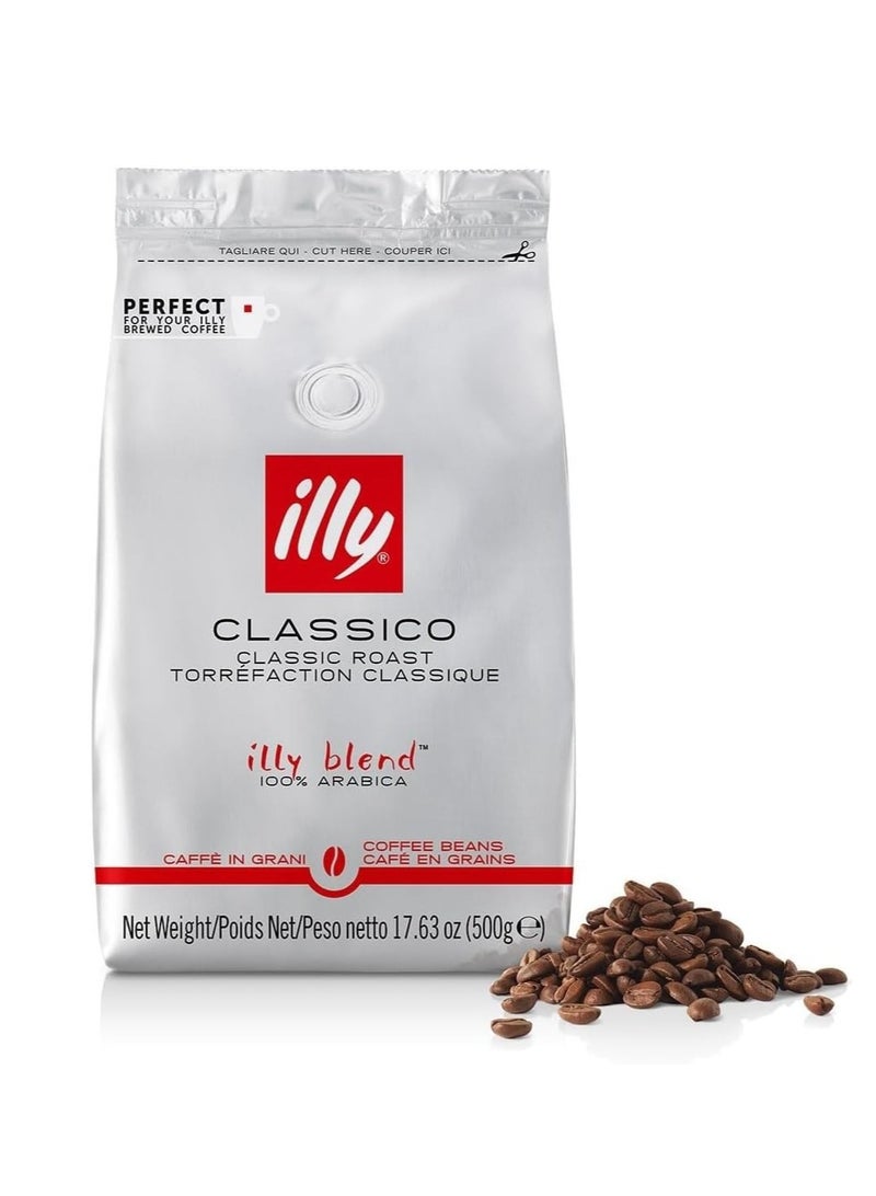 illy Whole Bean Coffee - Classico Medium Roast - with Notes of Caramel, Orange Blossom & Jasmine - 100% Arabica Coffee - 500g - Image 1