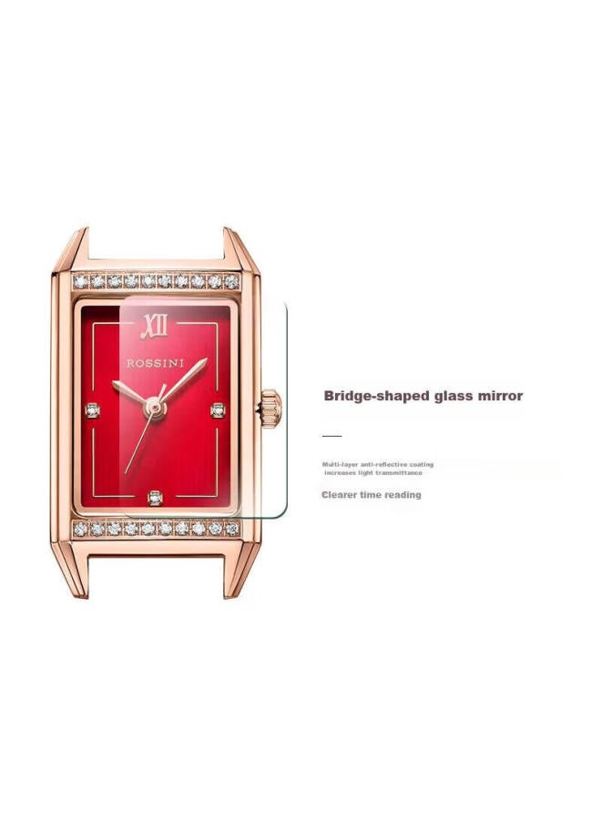 Rossini Women'S Watch, Ladies' Watch, Birthday Gift For Girlfriend, British-Style Watch, Vintage Red Small Square Watch 120442 - Image 3