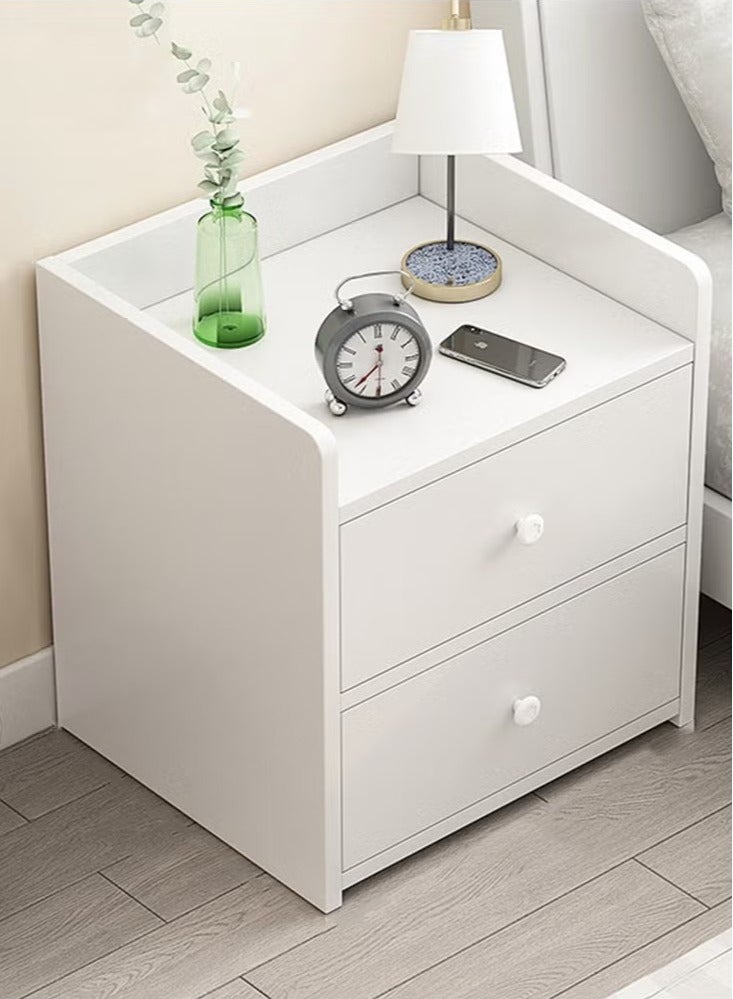40*26*32cm Bedside Storage Cabinet, Modern Side Desk with Two Storage Drawer , Simple Mini Space Saving for Bedroom Office Lounge Living Room White