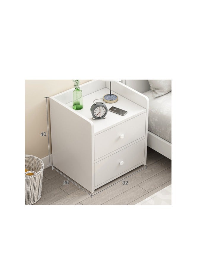 40*26*32cm Bedside Storage Cabinet, Modern Side Desk with Two Storage Drawer , Simple Mini Space Saving for Bedroom Office Lounge Living Room White