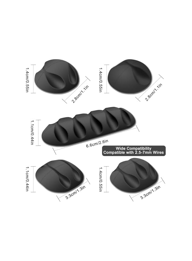 Green Tiger 16Pack Cable Clips Black, Self Adhesive Cord Holder, Ideal Cable Management Cord Organizer Wire Keeper for Desk, Nightstand, Phone Charger, Computer, Home, Office, Car - Image 2