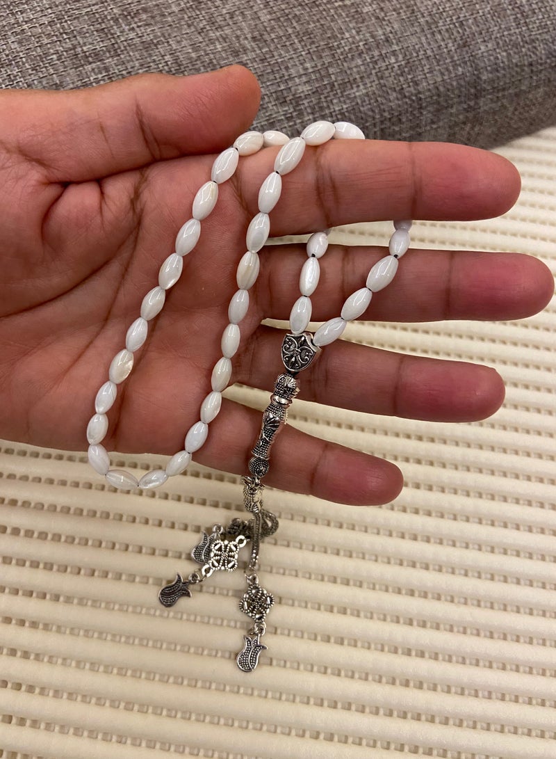 Natural Seashell Prayer Beads For Men 39 Beads Size 4mm - Image 1
