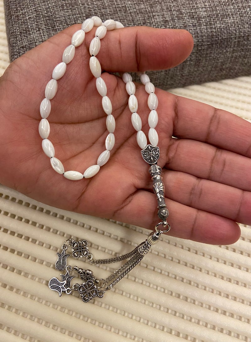 Natural Seashell Prayer Beads For Men 39 Beads Size 4mm - Image 5
