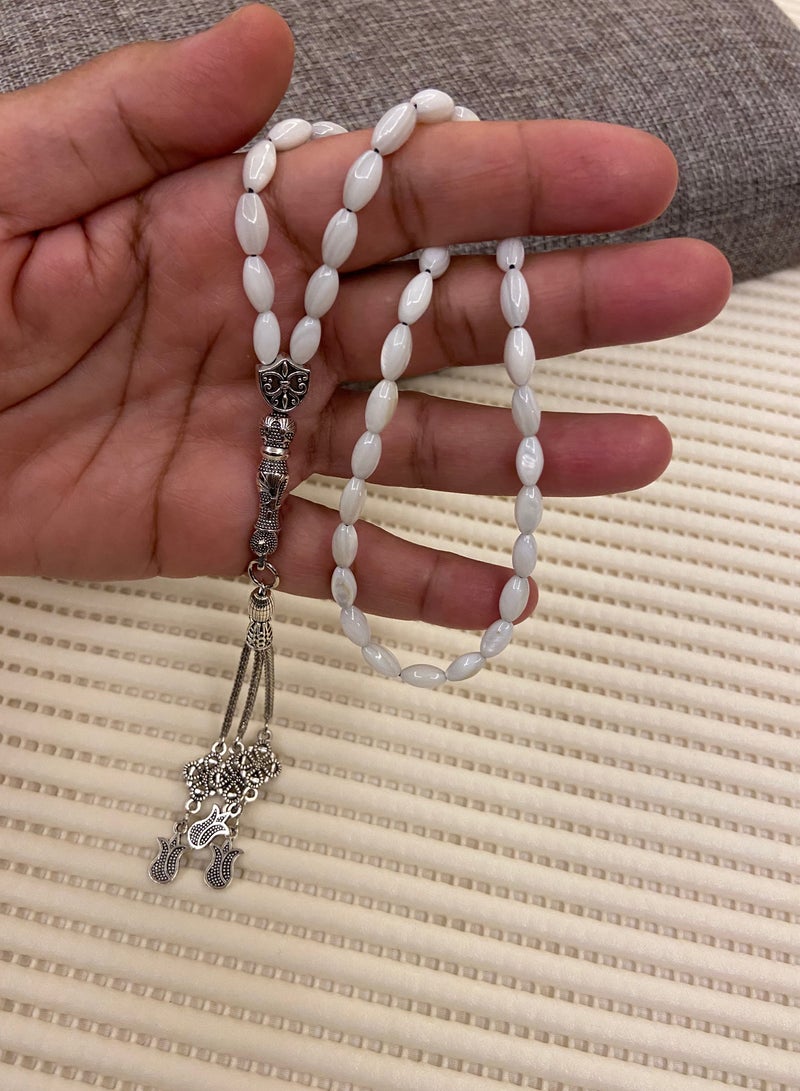 Natural Seashell Prayer Beads For Men 39 Beads Size 4mm - Image 2