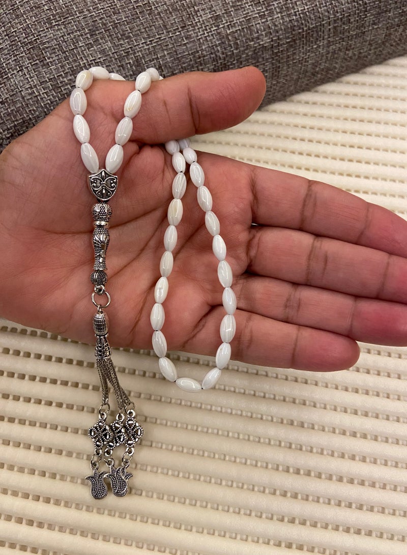 Natural Seashell Prayer Beads For Men 39 Beads Size 4mm - Image 3
