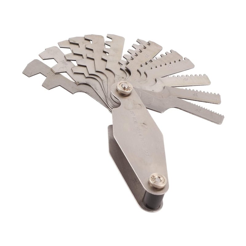 Professional Thread Pitch Gauge Set Carbon Steel Whitworth Screw Measuring Tool for Mechanics Engineers Industrial Workers 29 Degree 30 Degree T Thread Gauge with 16 14 Bla (30 Degree - Image 4