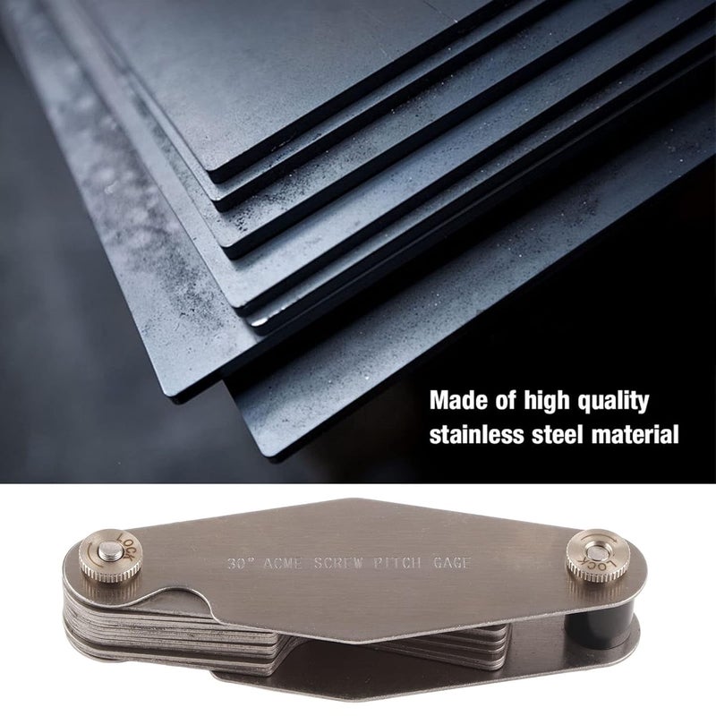 Professional Thread Pitch Gauge Set Carbon Steel Whitworth Screw Measuring Tool for Mechanics Engineers Industrial Workers 29 Degree 30 Degree T Thread Gauge with 16 14 Bla (30 Degree - Image 2