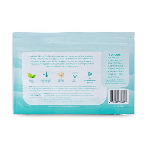 Medagel FeverCool Patches - Cooling Patches for Fever, Migraine & Headache Relief | Made in The USA | Cool Temperature | Mess & Odor Free | Adults & Kids 2+ | 4 Packs (16 x Patches) - Image 2