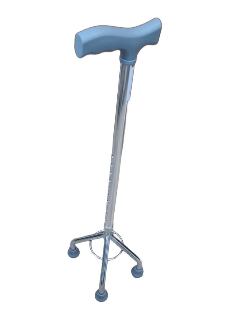 Aluminum cane with a circular quadrilateral base that lengthens and shortens for the elderly
