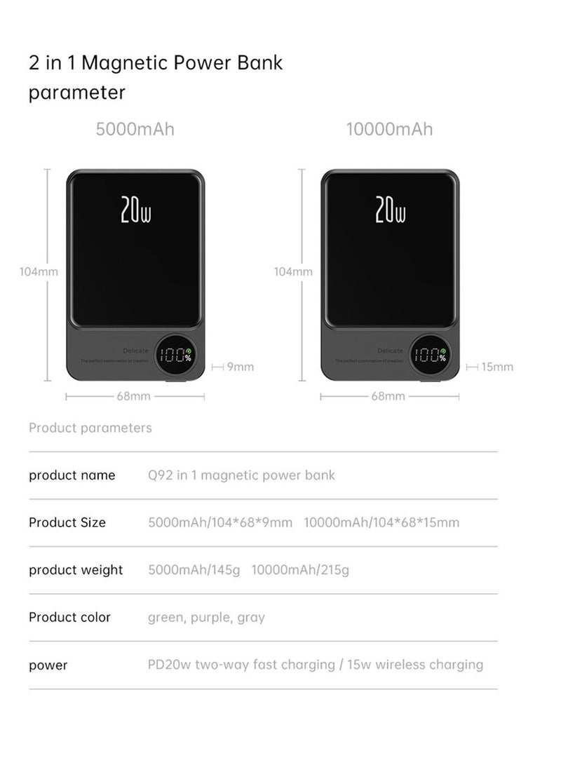 Raxoom Wireless Power Bank 10000mAh, Magnetic Battery Pack 20W Fast Charging Compatible with Mag-Safe, Metal Body 0.35”Ultra Slim Portable Charger with Digital Display for iPhone and Android.  - Image 4