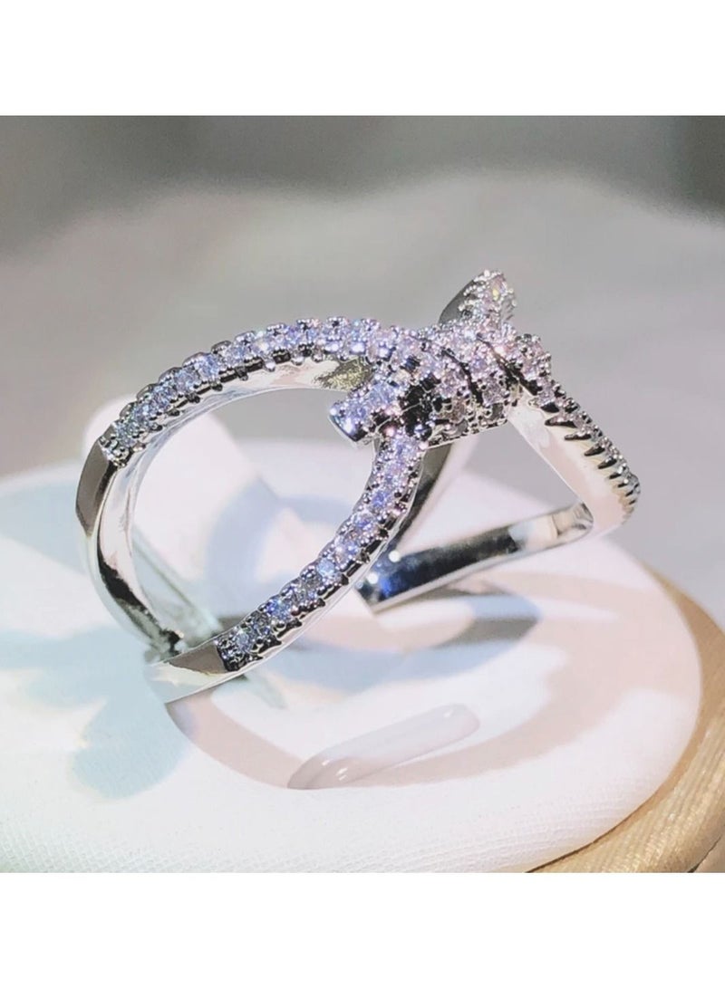 استراتيجية خاتم من الفضة الإسترليني عيار 925 مرصع بحجر الزركونيا - Image 2