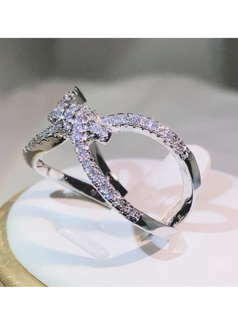 استراتيجية خاتم من الفضة الإسترليني عيار 925 مرصع بحجر الزركونيا - Image 4