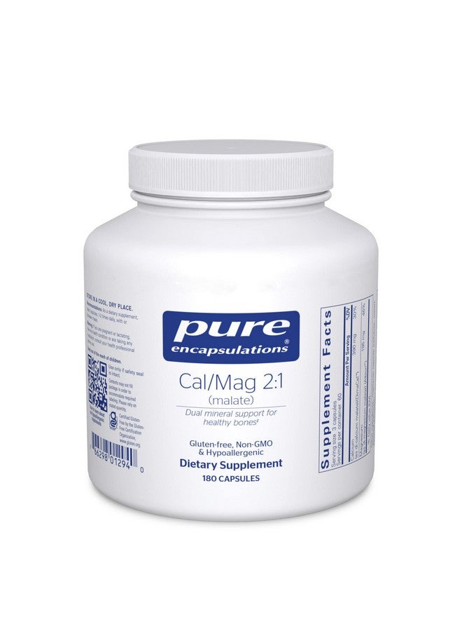 Pure Encapsulations CalMag Malate 2:1  Calcium And Magnesium Supplement In A 2To1 Ratio To Support Bones And Cardiovascular Health*  180 Capsules - Image 2