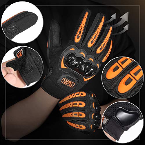 COFIT Motorcycle Gloves Breathable, Touchscreen Motorbike Gloves Anti-slip with Good Grip Hard Knuckles Protection for Men Women Motocross, BMX ATV MTB Cycling, Road Racing - Orange M - Image 2