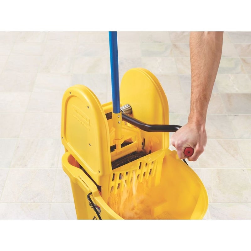 Rubbermaid Rubbermaid Commercial Products WaveBrake 35 QT DownPress Mop Bucket and Wringer Combo on Wheels Yellow for ProfessionalIndustrial HeavyDuty Floor Cleaning  - Image 4