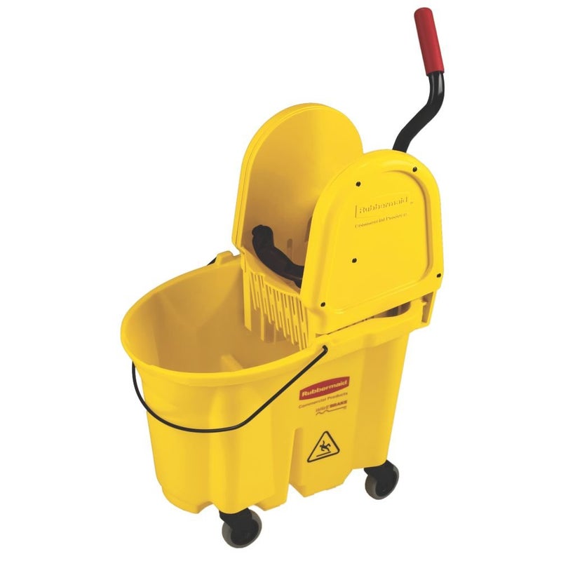 Rubbermaid Rubbermaid Commercial Products WaveBrake 35 QT DownPress Mop Bucket and Wringer Combo on Wheels Yellow for ProfessionalIndustrial HeavyDuty Floor Cleaning  - Image 3