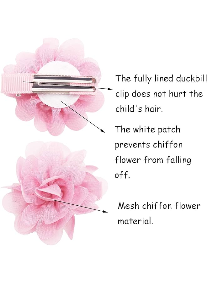 ديد 40 قطعة 2 بوصة من مشابك شعر الزهور الشيفون، مشابك شعر صغيرة على شكل زهرة، شعر ناعم للفتيات والرضع والأطفال الصغار، مجموعة من 20 زوجًا - Image 3