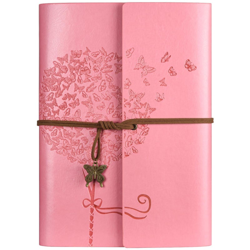 OMEYA Leather Journal Notebook, Refillable Writing Journal Diary Planner, Gifts For Women,Men, Girls, Sister, Friends (Pink, A5-9.3''Ã—6.3'') - Image 1