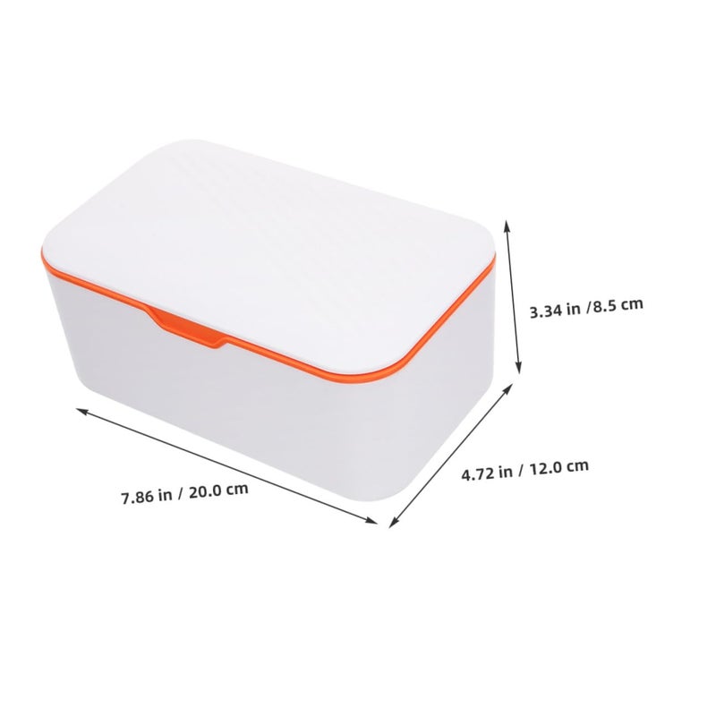 Portable Wet Wipes Dispenser Box Refillable with Sealed Lid White Orange 2 Pack - Image 3