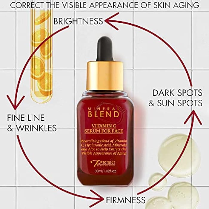 Premier Vitamin C Serum for Face with Hyaluronic Acid & Rose Hips oil - Natural & Organic Anti Aging facial serum, Mineral Blend by Premier Dead Sea 1.02 Fl Oz - Image 3