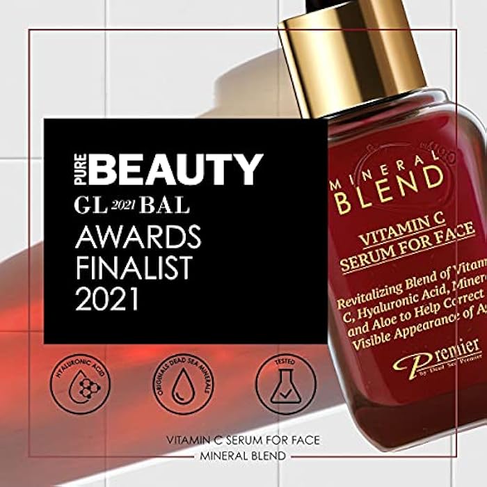 Premier Vitamin C Serum for Face with Hyaluronic Acid & Rose Hips oil - Natural & Organic Anti Aging facial serum, Mineral Blend by Premier Dead Sea 1.02 Fl Oz - Image 2