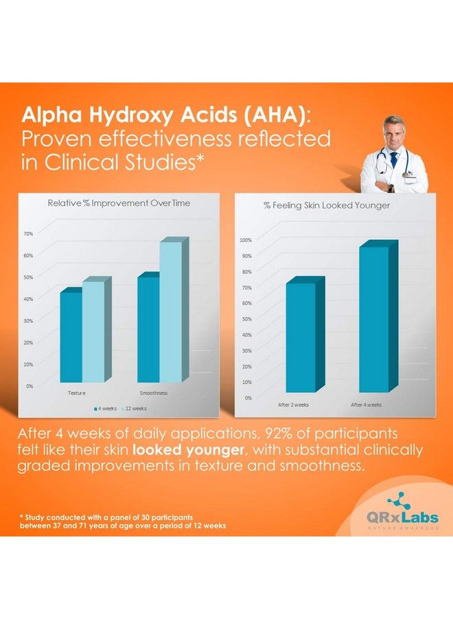 كيو آر إكس لابس مصل تجديد حمض الجليكوليك/Aha 15% للوجه، مقشر تنعيم وتفتيح مكثف للوجه أو للخطوط الدقيقة ليلاً أو نهارًا، علاج البقع الداكنة والتجاعيد، زجاجة 1 أونصة سائلة - Image 3