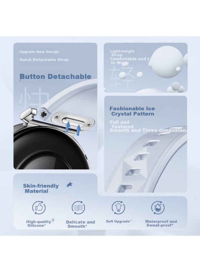 Tinker Xiao Pi Jiang Silicone Watch Band For Huawei Watch Gt 5 Pro, Ice Crystal Pattern Silicone Watch Band For Gt 4/gt 5 New Button-style Quick Release Interface Women's Watch Band, 42/41mm Dial Universal - Image 3