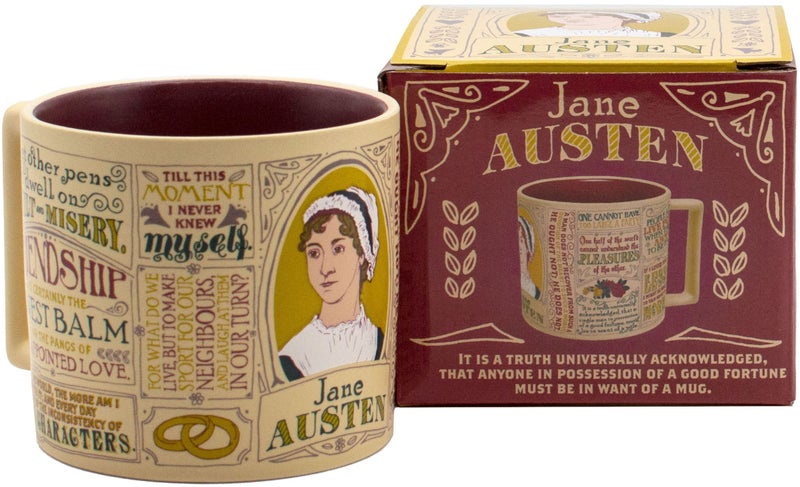 The Unemployed Philosophers Guild Jane Austen Coffee Mug Austens Most Famous Quotes and Depictions Comes in a Fun Gift Box 14 oz