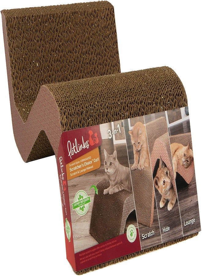 Petlinks Scratcher's Choice Curl Corrugated Cat Scratcher, Catnip Infusion Technology - Brown, Large - Image 2