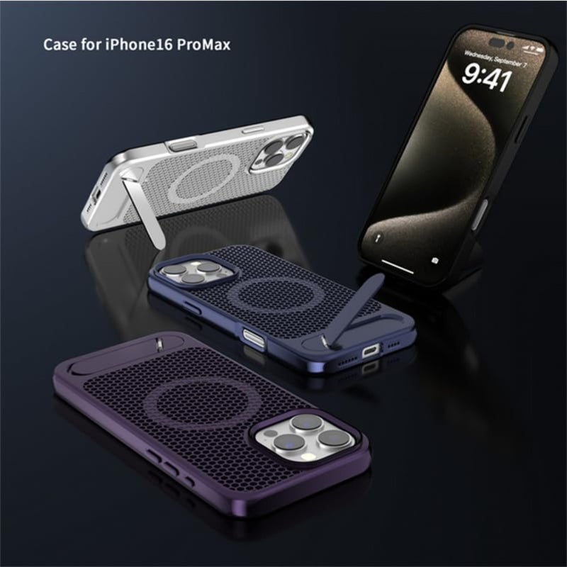 Breathable Cooling Case iPhone/, Cellular Heat Dissipation Shockproof, Foldable Stand - Image 2