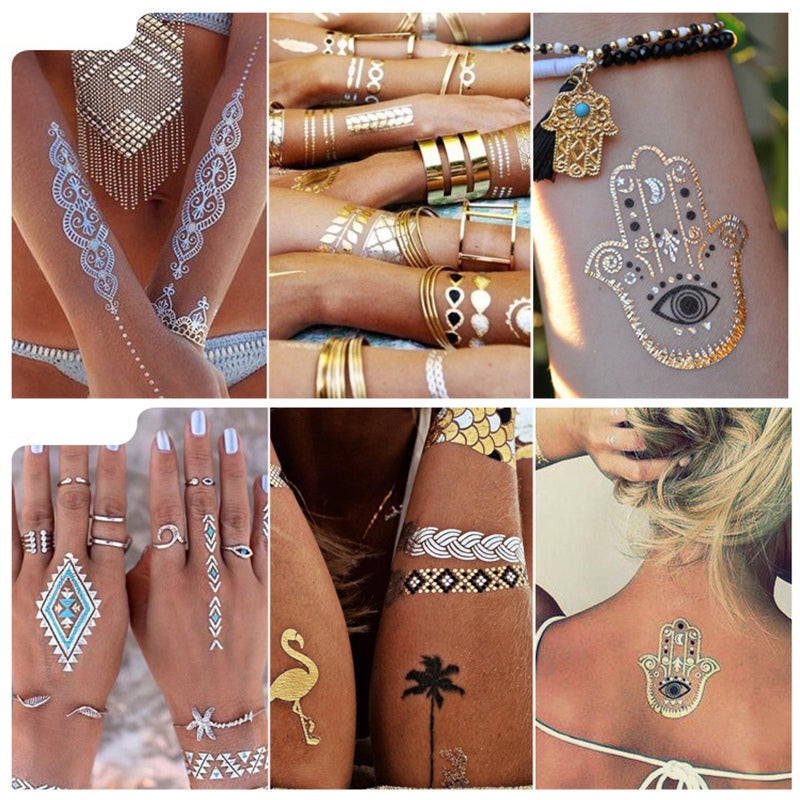 Factory whole European and American sexy bronzing tattoo stickers waterproof tattoo stickers party party tattoo YH-060 210*148mm - Image 2