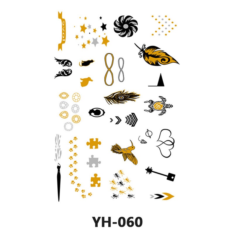 Factory whole European and American sexy bronzing tattoo stickers waterproof tattoo stickers party party tattoo YH-060 210*148mm - Image 1
