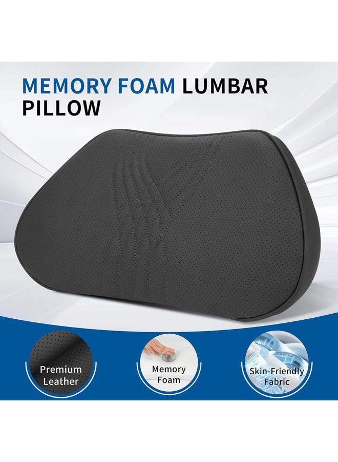 Dapucarin Lumbar Support Pillow for Car Seat, Office Chair Leather Memory Foam Lower Back Cushion for Back Pain Relief Improve Posture, Ergonomic Back Rest for Gaming Chair, Black, 1PC - Image 3