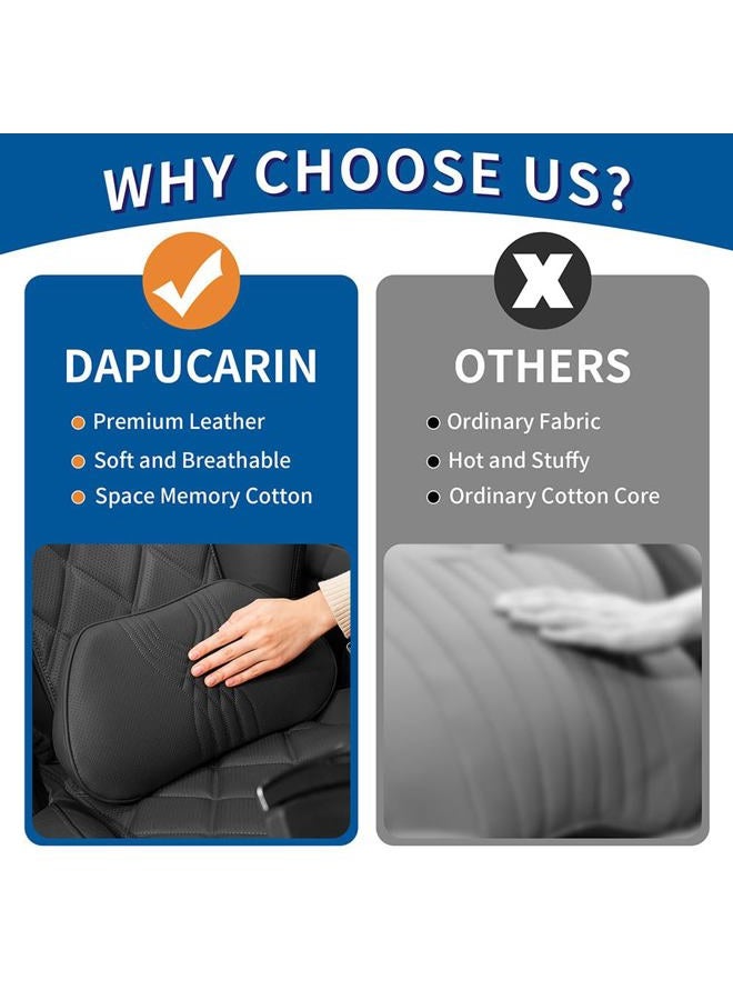 Dapucarin Lumbar Support Pillow for Car Seat, Office Chair Leather Memory Foam Lower Back Cushion for Back Pain Relief Improve Posture, Ergonomic Back Rest for Gaming Chair, Black, 1PC - Image 5