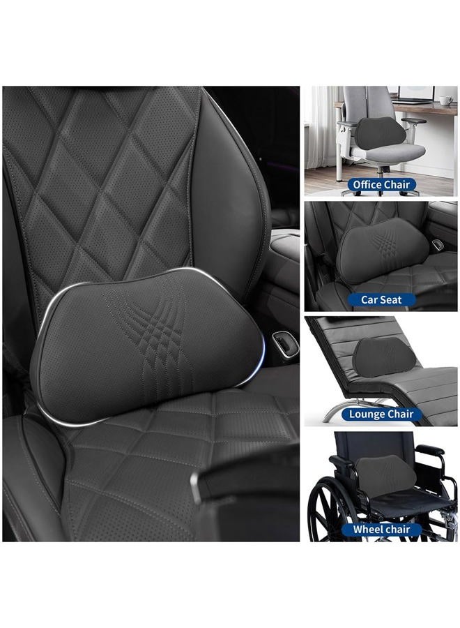 Dapucarin Lumbar Support Pillow for Car Seat, Office Chair Leather Memory Foam Lower Back Cushion for Back Pain Relief Improve Posture, Ergonomic Back Rest for Gaming Chair, Black, 1PC - Image 4