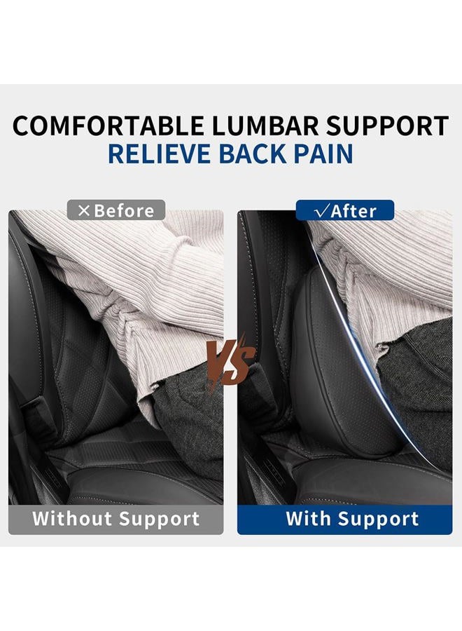 Dapucarin Lumbar Support Pillow for Car Seat, Office Chair Leather Memory Foam Lower Back Cushion for Back Pain Relief Improve Posture, Ergonomic Back Rest for Gaming Chair, Black, 1PC - Image 2
