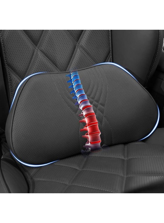 Dapucarin Lumbar Support Pillow for Car Seat, Office Chair Leather Memory Foam Lower Back Cushion for Back Pain Relief Improve Posture, Ergonomic Back Rest for Gaming Chair, Black, 1PC - Image 1