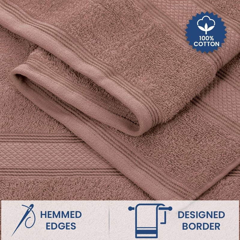 Casa Lino 8 Pc Premium Towel Set  Cotton Towels Set  400 GSM 2 Bath Towel  2 Hand Towel  & 4 Washcloths  Bathroom Set  Head Towels Wrap for Ladies  Gym Towel for Men Workout Coffee - Image 5