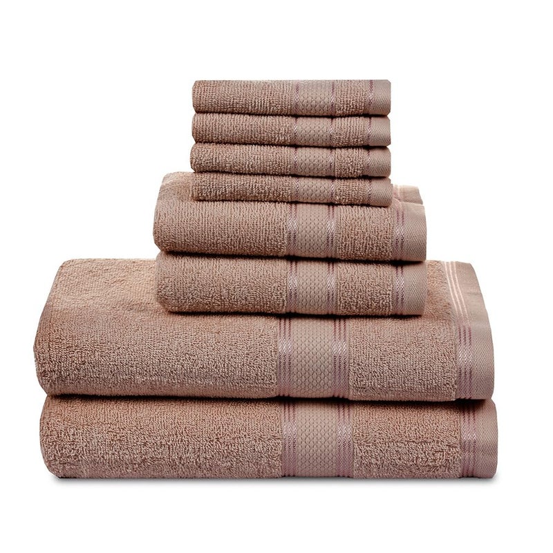 Casa Lino 8 Pc Premium Towel Set  Cotton Towels Set  400 GSM 2 Bath Towel  2 Hand Towel  & 4 Washcloths  Bathroom Set  Head Towels Wrap for Ladies  Gym Towel for Men Workout Coffee - Image 1