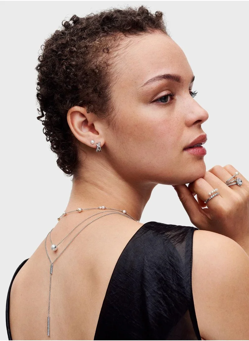 PANDORA Crossover Pavé Hoop Earrings