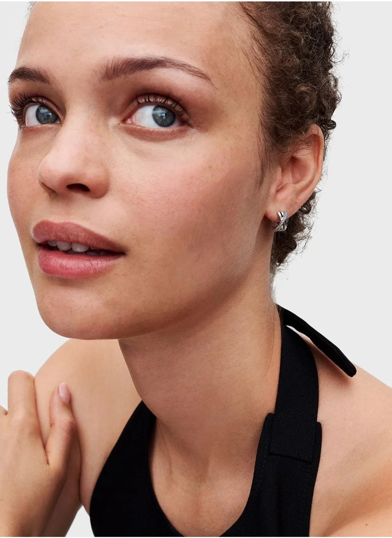 PANDORA Crossover Pavé Hoop Earrings