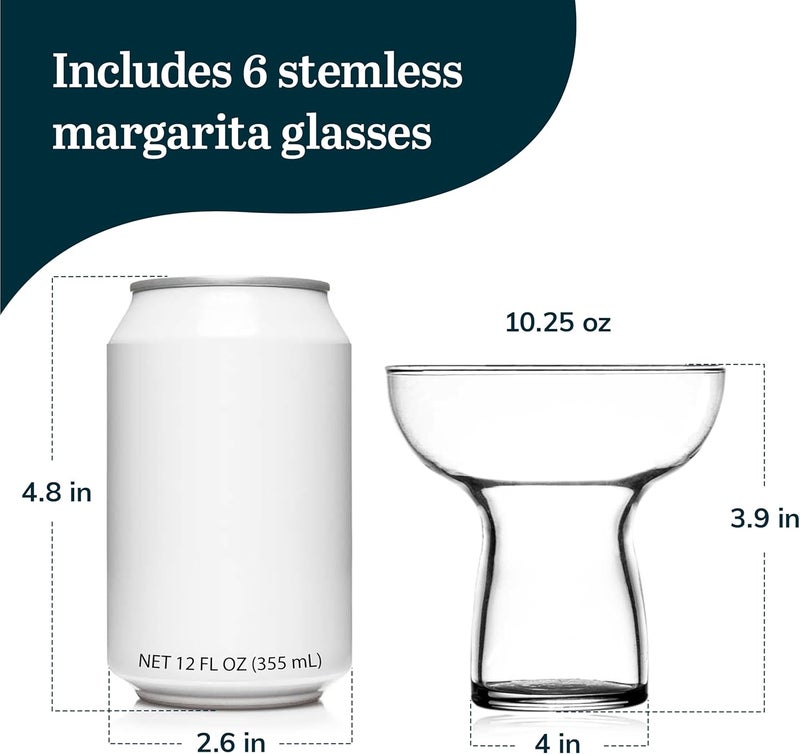 LIBBEY Stemless Margarita Glasses Set of 6, 10.25 ounces Classic Margarita Glasses Lightweight, Fancy Glassware Set for Celebrations - Image 3
