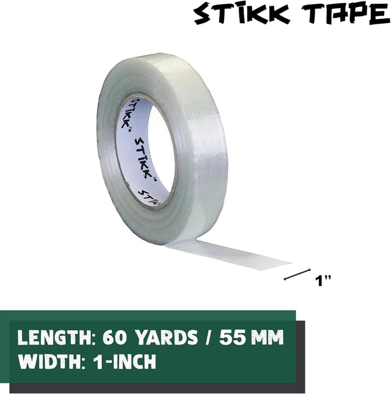 STIKK 6 Pack 1" inch Clear Fiberglass Reinforced Filament Strapping Packing Palletizing Tape (.94in 24MM) - Image 2